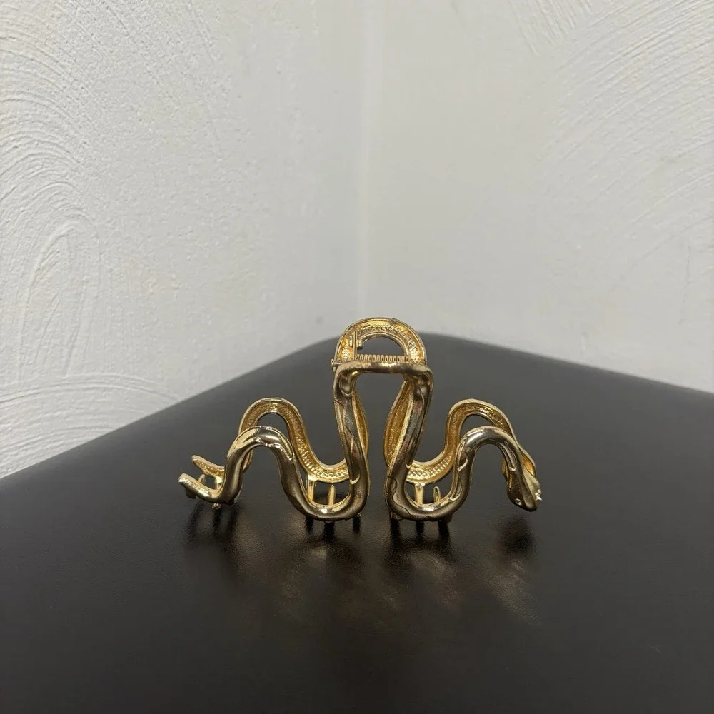 Metallic Gold Snake Hair Claw Clip Accessory Women's Up‎ Do Bun